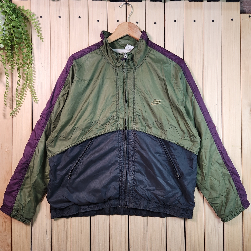 Vintage Nike Windbreaker Men's Green and Black Jacket 90s - Picture 1 of 16